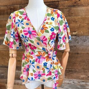 Fashion nova Floral Masterpiece Floral Top - Multi Color sz L EUC -new